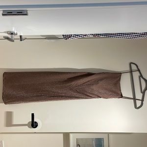 Reformation breslin dress lurex pink silver glitter sparkle midi open back dress